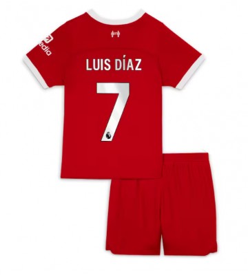 Liverpool Luis Diaz #7 Hemmakläder Barn 2023-24 Kortärmad (+ Korta byxor)